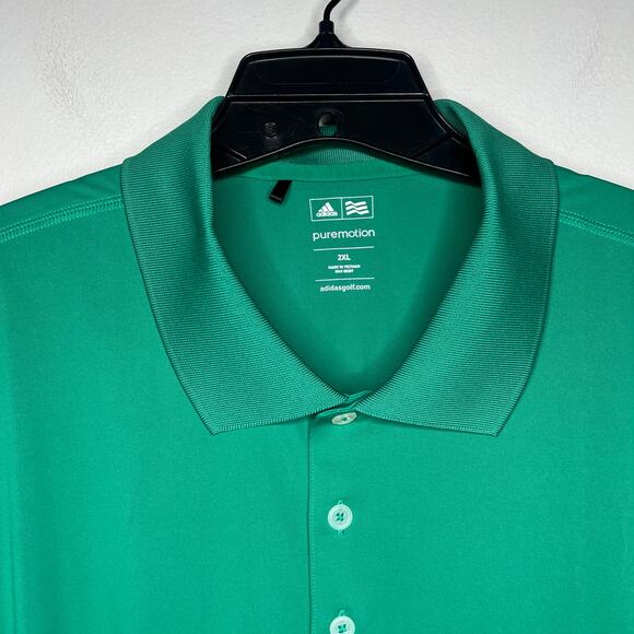 Adidas Puremotion Green Golf Polo Men's 2XL Short Sleeve Performance Stretch - Picture 2 of 10